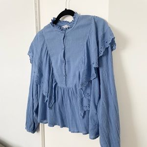 Zara | Blue blouse with ruffle details